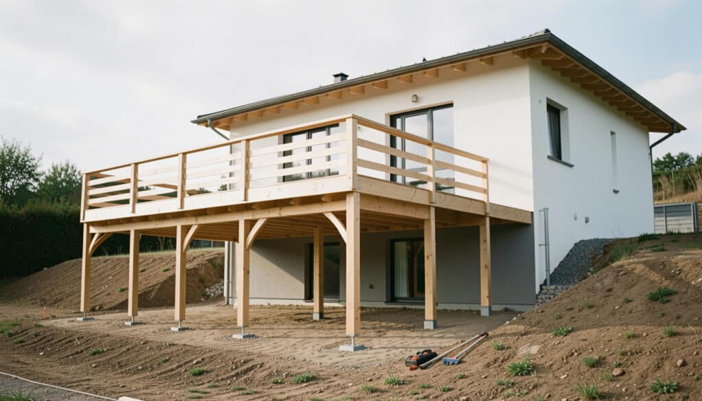 Terrasse en bois sur poteaux : prix, structure et pose